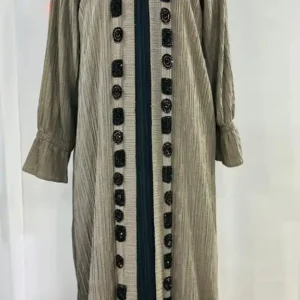 Black and brown zoom abaya with black crystal stone