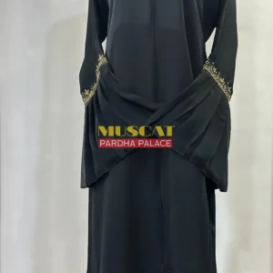 Frill Abaya and thread work on Zoom and Ferrari cloth